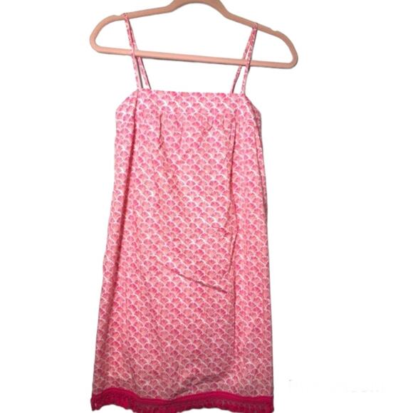 Vineyard Vines Tiny Leaves Swing Beach Dress Pink and White - Picture 3 of 10